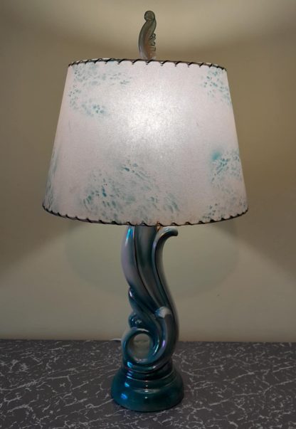 1950's American Lamp With Original Shade And Finial