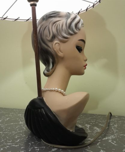Amazing Rare Vintage Original Chalkware Lady Lamp - Image 4