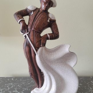 Mid Century Treasure Craft Ceramic Matador. Vintage Crackle Glaze