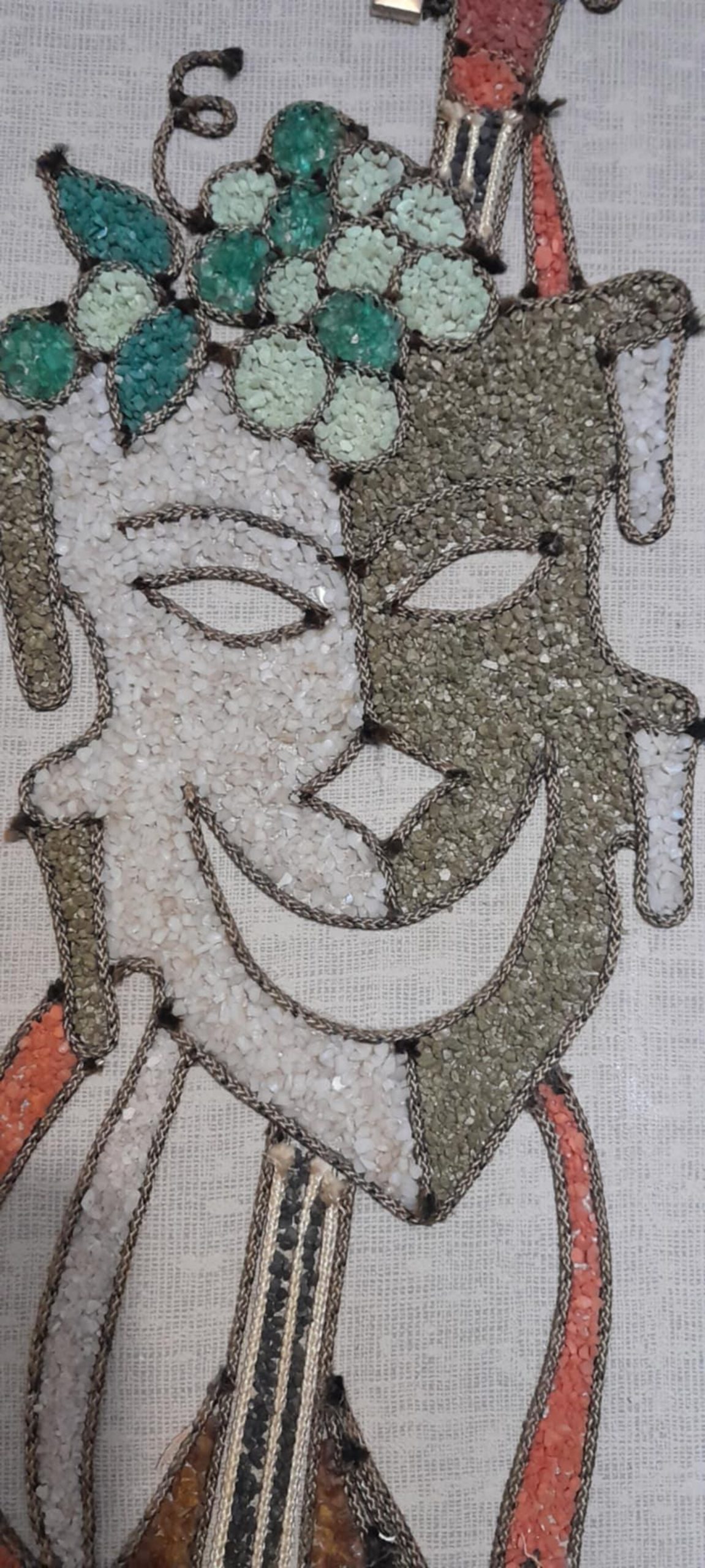 Pair Of Mid Century Comedy And Tragedy Harlequin Mask Gravel Art - Image 5