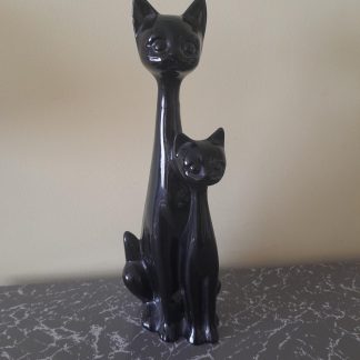 Vintage Ceramic Long Neck Joined Cats. 1950's/60's Kitsch