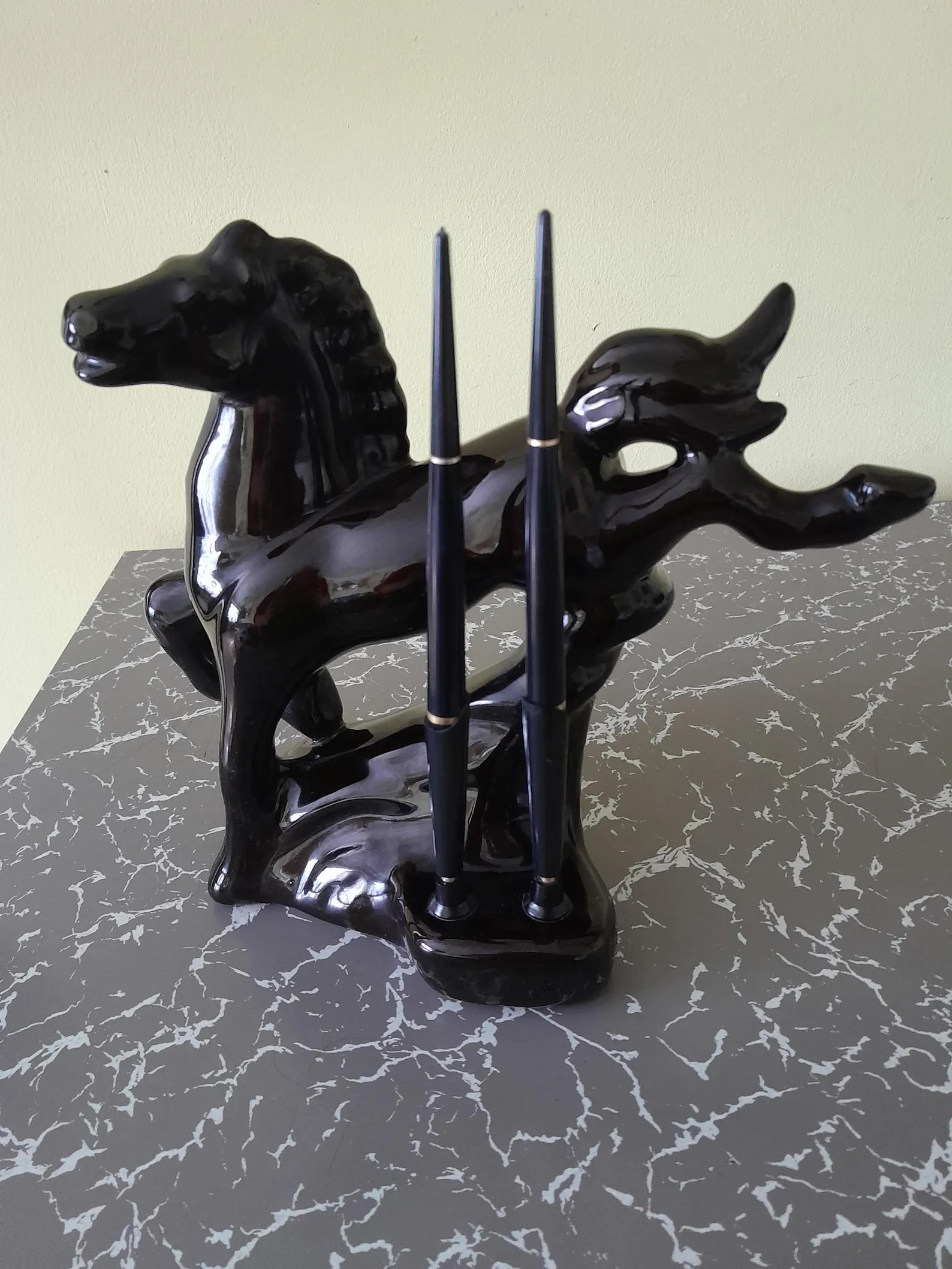 Mid Century Ceramic Horse Desk Pen Holder