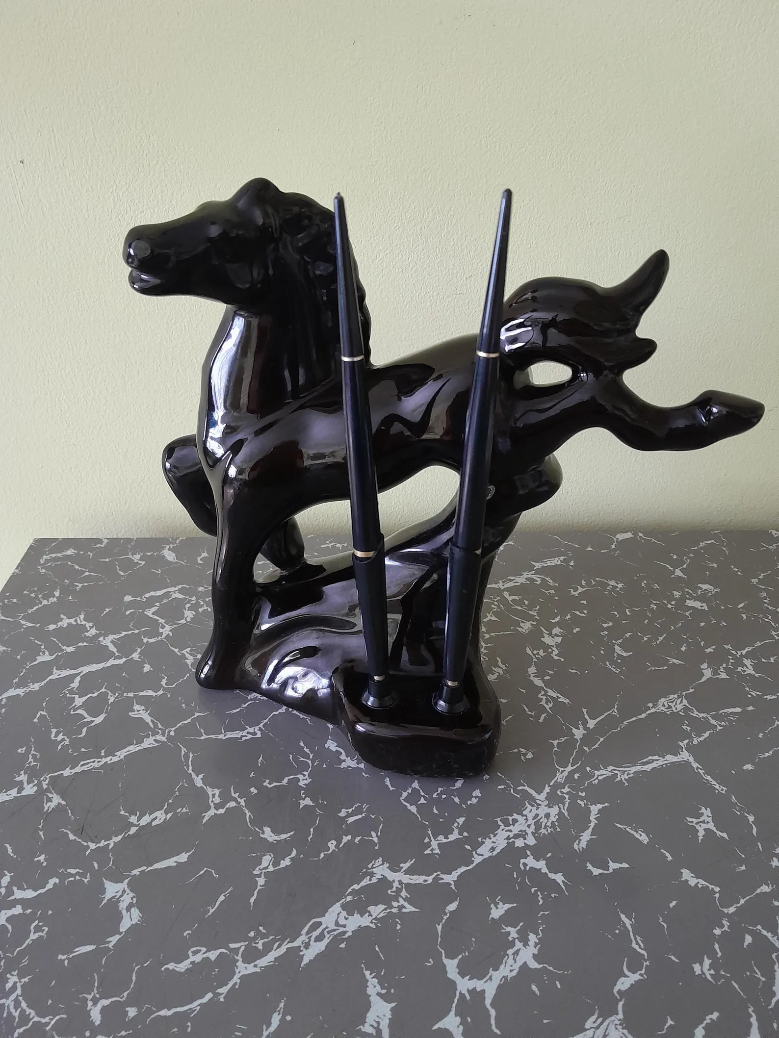 Mid Century Ceramic Horse Desk Pen Holder - Image 2