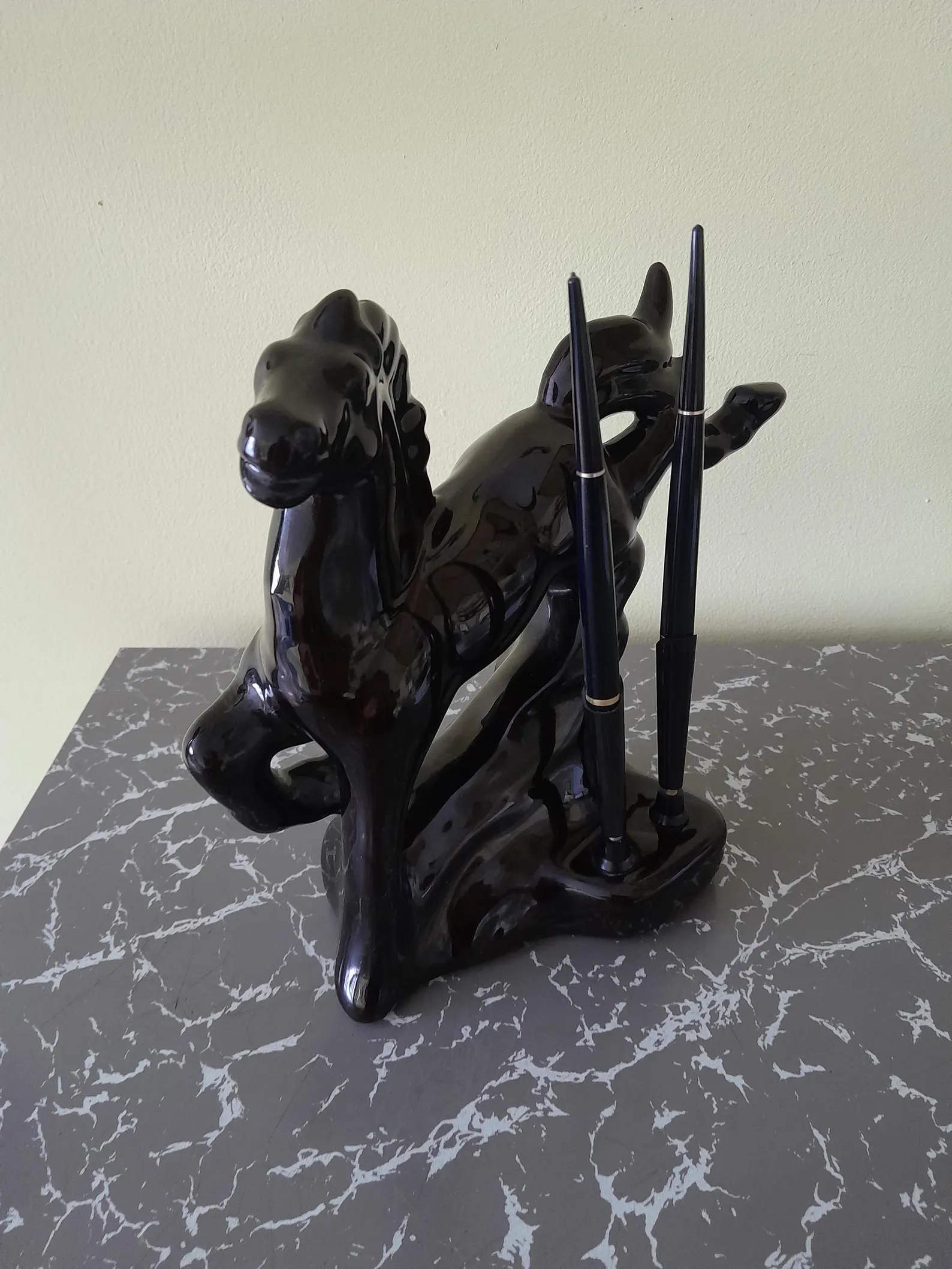 Mid Century Ceramic Horse Desk Pen Holder - Image 5