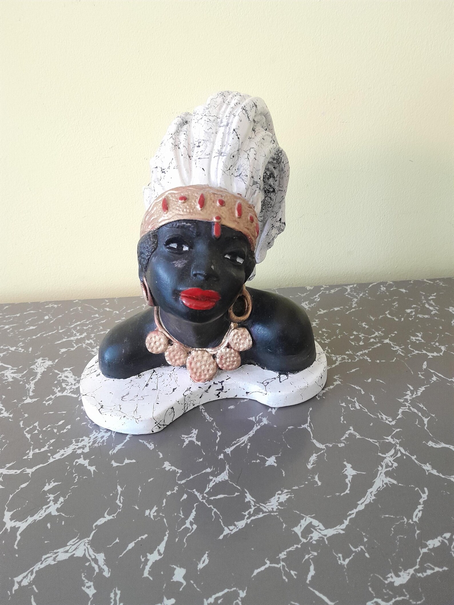Universal Statuary Co Chalkware African Bust. 1950's