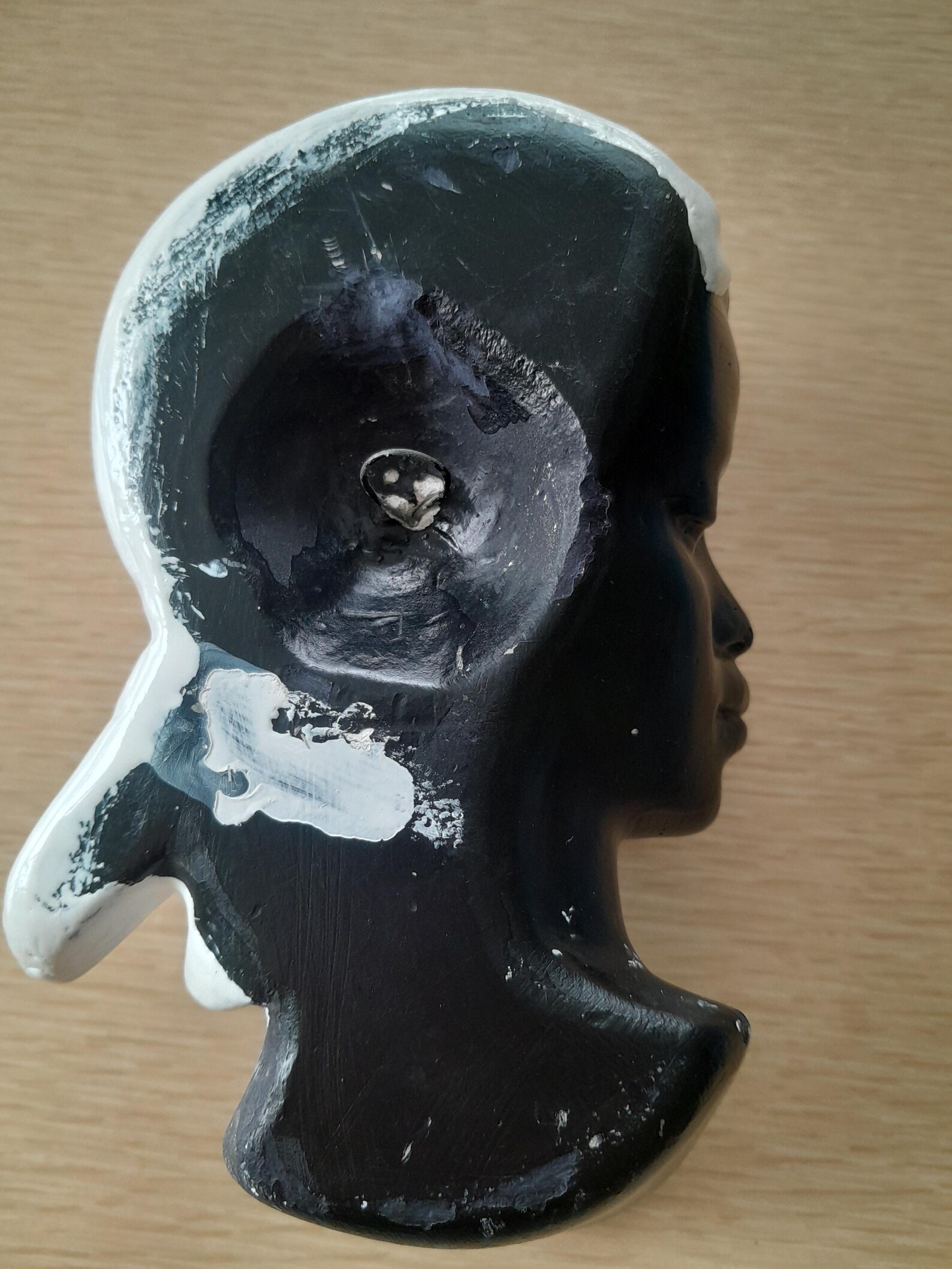 Duron Chalkware African Lady Wall Mask. 1950's Kitsch - Image 4