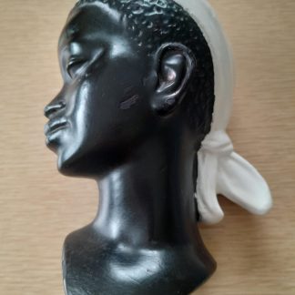 Duron Chalkware African Lady Wall Mask. 1950's Kitsch